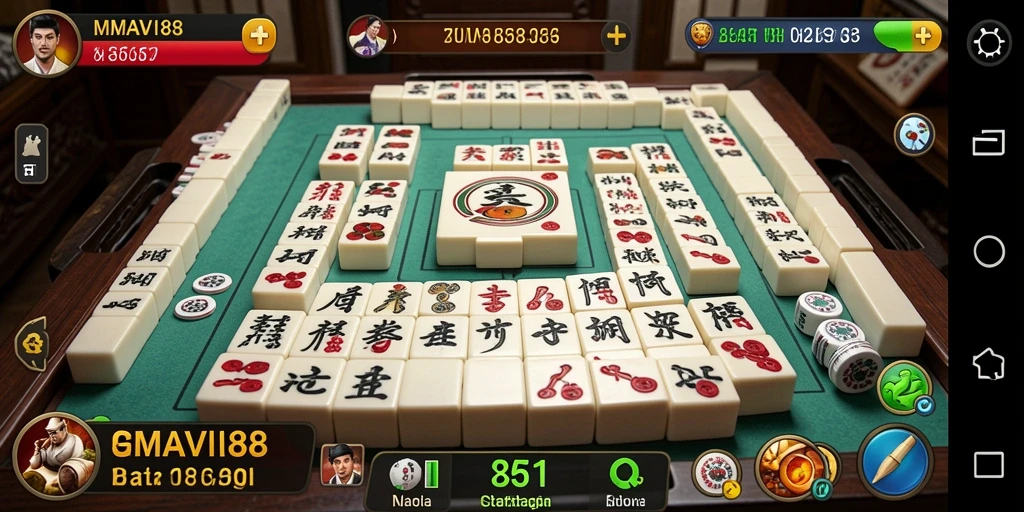 Gambaran gameplay menarik dari AMAVI88 yang membangkitkan semangat permainan Mahjong.