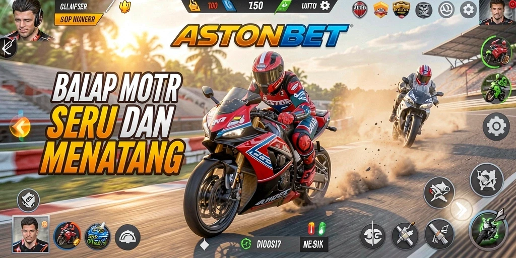 Tampilan gameplay seru dari balapan motor di ASTONBET.