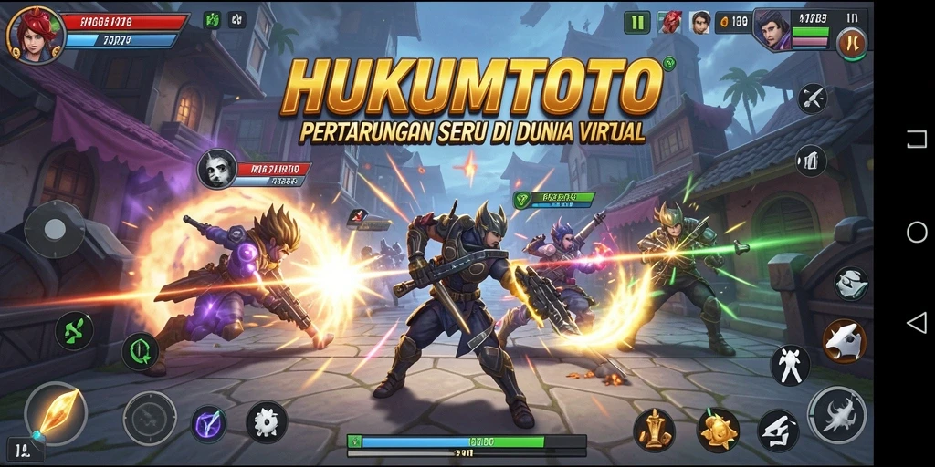 Tampilan gameplay aksi pertarungan di HUKUMTOTO.