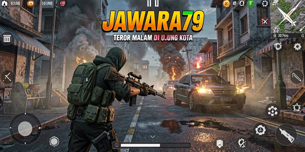 Screenshot JAWARA79 menampilkan karakter yang berlari di kegelapan malam.