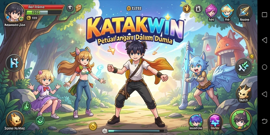 Tampilan menarik dalam gameplay KATAKWIN yang penuh aksi dan warna.
