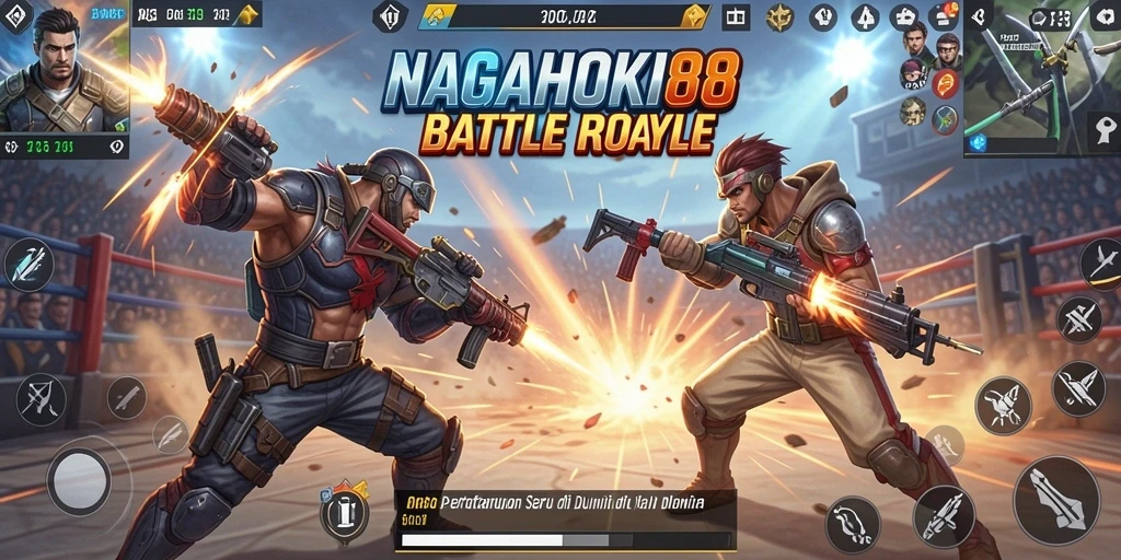 Tangkapan layar aksi cepat di NAGAHOKI88 dalam gameplay Battle Royale.