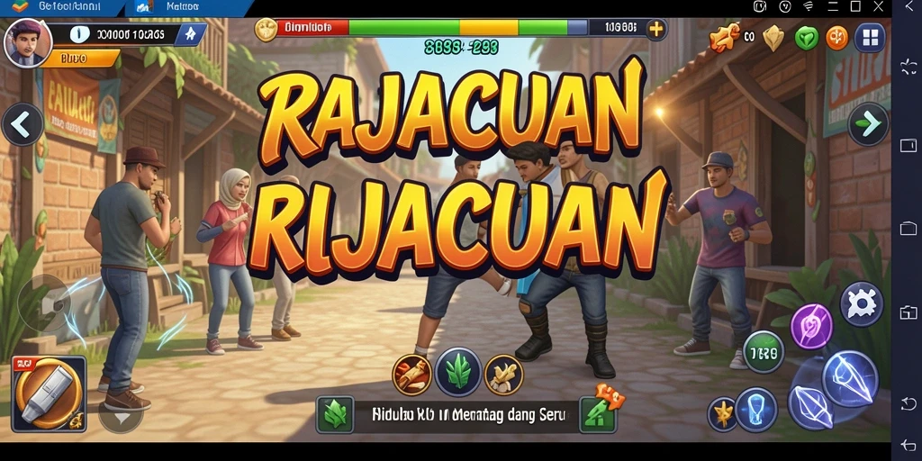 Tampilan gameplay RAJACUAN yang menampilkan interaksi karakter dan pilihan kehidupan.