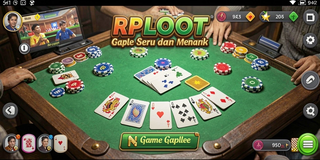 Tampilan gameplay RPLOOT dengan kartu Gaple yang menarik.