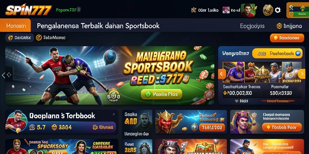 Tampilan utama gameplay SPIN777 dalam aplikasi Sportsbook.