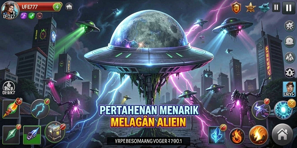 Tangkapan layar gameplay Tower Defense yang epik dan menegangkan.